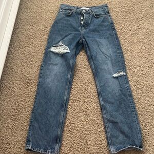 NWOT W26 Top shop dad Distressed Blue Jeans